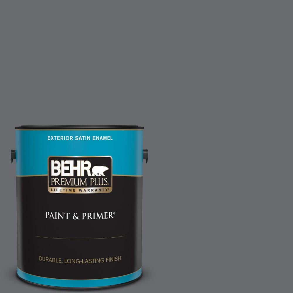 BEHR PREMIUM PLUS 1 gal. Home Decorators Collection #HDC-CL-04G Liberty Bell Gray Satin Enamel Exterior Paint & Primer