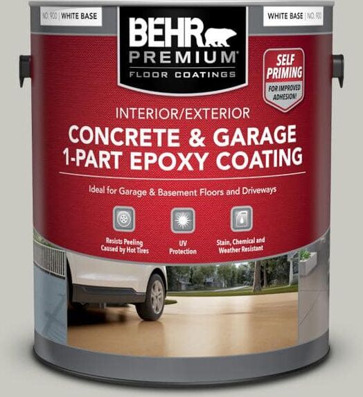 BEHR PREMIUM 1 gal. #PPU24-12 Whitewash Oak Self-Priming 1-Part Epoxy Satin Interior/Exterior Concrete and Garage Floor Paint