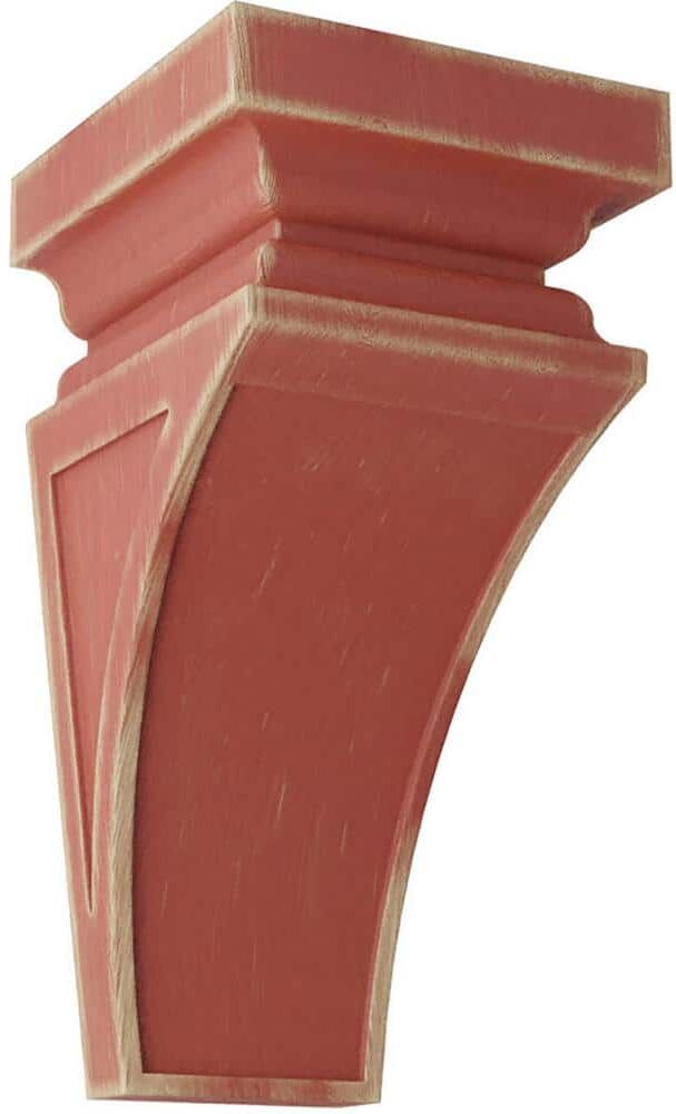 Ekena Millwork 7 in. x 14 in. x 7-3/4 in. Salvage Red Jumbo Nevio Wood Vintage Decor Corbel