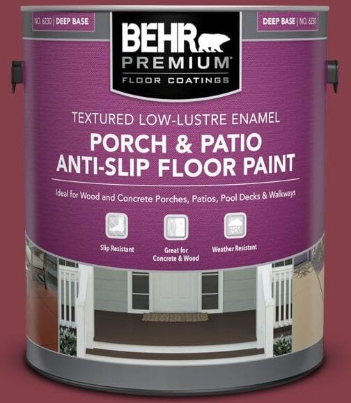 BEHR PREMIUM 1 gal. #S-H-120 Antique Ruby Textured Low-Lustre Enamel Interior/Exterior Porch and Patio Anti-Slip Floor Paint