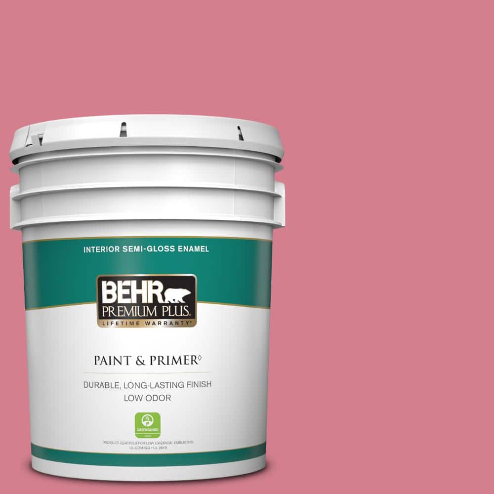 BEHR PREMIUM PLUS 5 gal. #P140-4 I Pink I Can Semi-Gloss Enamel Low Odor Interior Paint & Primer