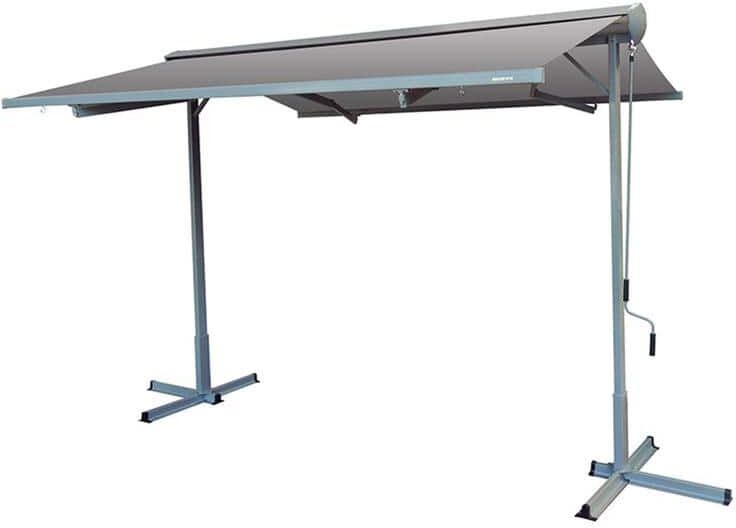 Advaning 14 ft. FS Series Free Standing Semi-Cassette Manual Retractable Patio Awning in Canvas Gray