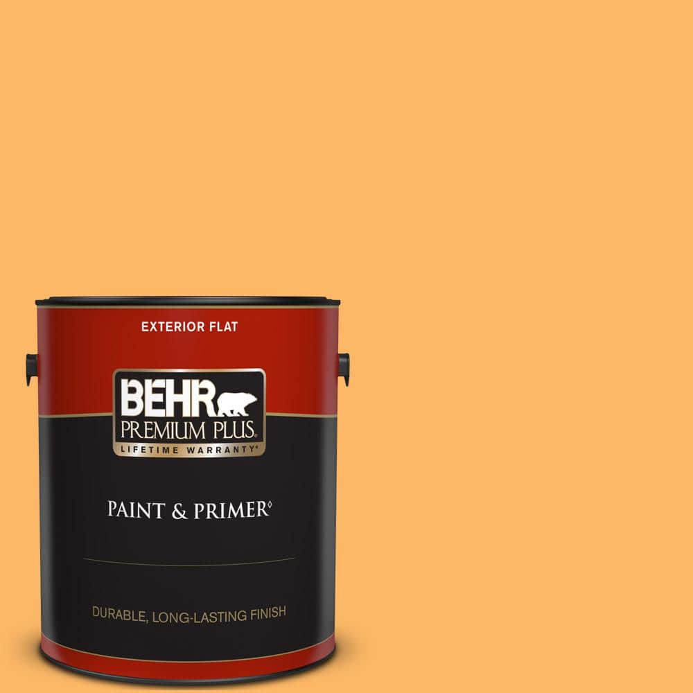 BEHR PREMIUM PLUS 1 gal. Home Decorators Collection #HDC-SM14-11 Yellow Polka Dot Flat Exterior Paint & Primer