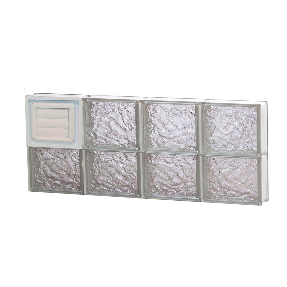 Clearly Secure 31 in. x 11.5 in. x 3.125 in. Frameless Ice Pattern Glass Block Window with Dryer Vent