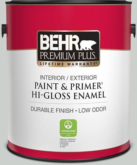 BEHR PREMIUM PLUS 1 gal. Home Decorators Collection #HDC-MD-06G Sparkling Silver Hi-Gloss Enamel Interior/Exterior Paint & Primer