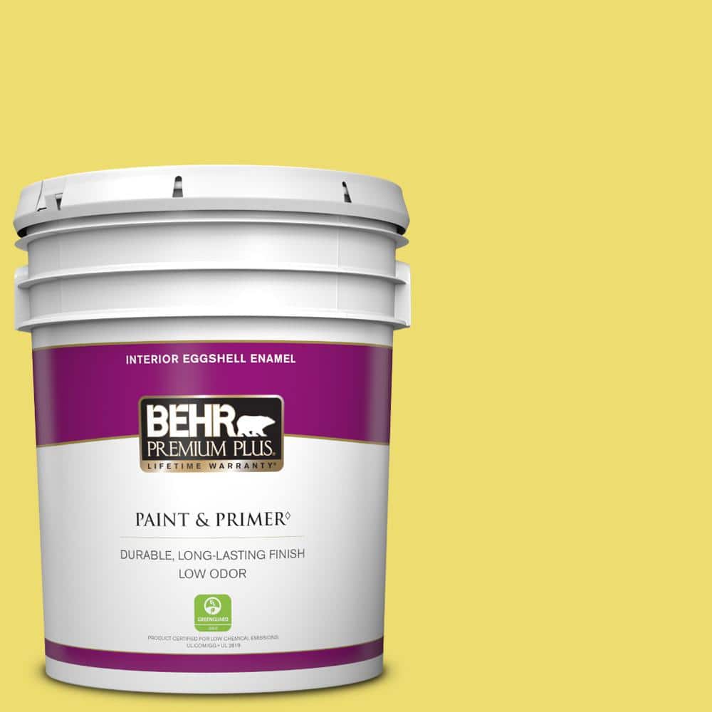 BEHR PREMIUM PLUS 5 gal. #T15-15 Plastic Lime Eggshell Enamel Low Odor Interior Paint & Primer