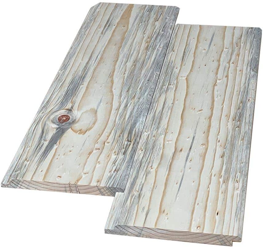 Swaner Hardwood 1 in. x 8 in. x 8 ft. Blue Stain Pine Shiplap Siding Weathered Barn Wood Boards (2-Pack)