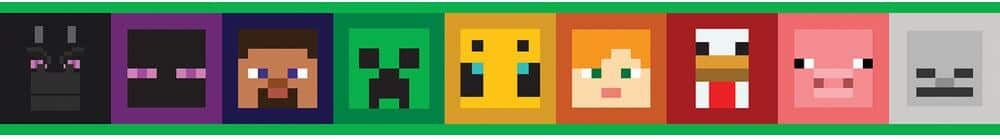 RoomMates Minecraft Iconic Abstract Multi-Colored Faces Peel and Stick Wallpaper Border