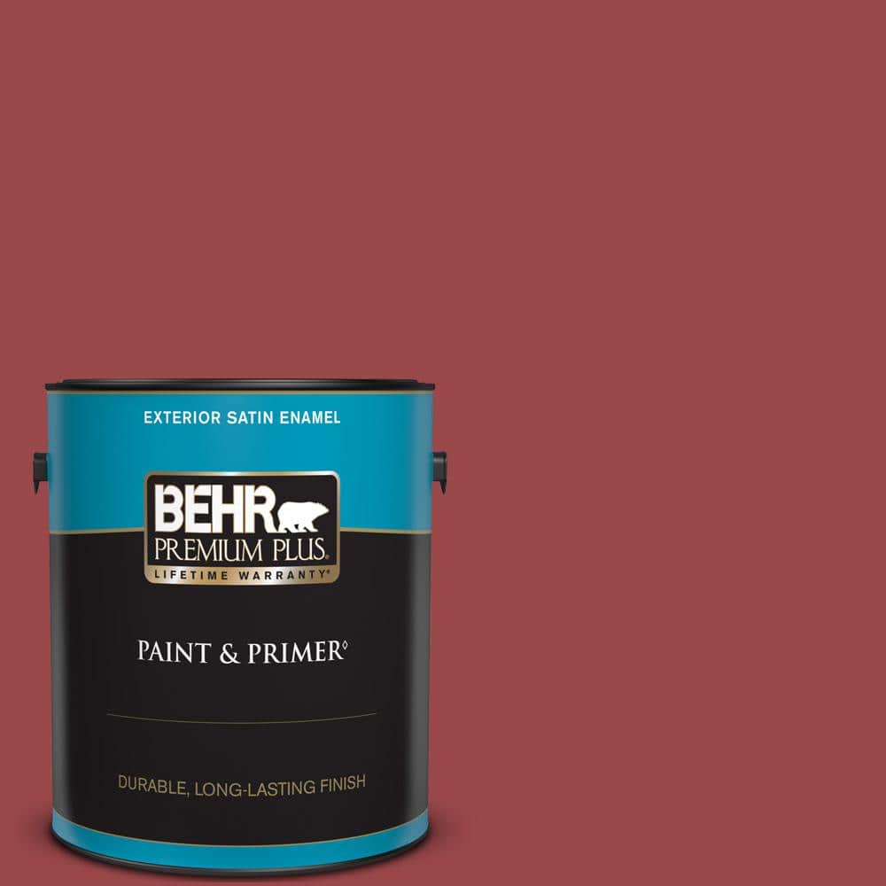 BEHR PREMIUM PLUS 1 gal. #150D-7 Regal Red Satin Enamel Exterior Paint & Primer