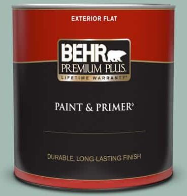 BEHR PREMIUM PLUS 1 qt. #S430-3 Garden Twilight Flat Exterior Paint & Primer