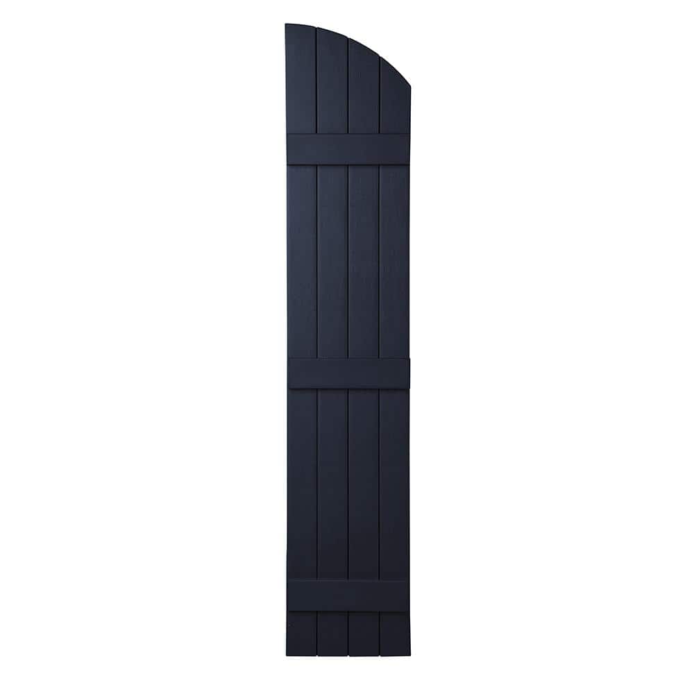Ply Gem 15 in. x 73 in. Polypropylene Plastic Arch Top Closed Board and Batten Shutters Pair in Dark Navy