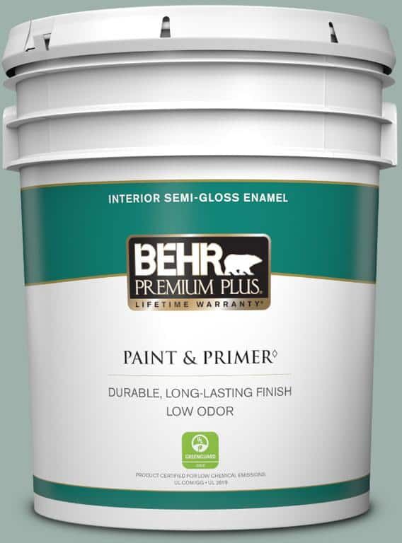 BEHR PREMIUM PLUS 5 gal. #N430-3 Garden Vista Semi-Gloss Enamel Low Odor Interior Paint & Primer