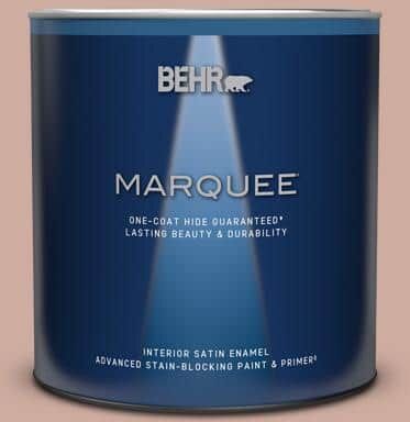 BEHR MARQUEE 1 qt. #MQ1-50 Art Deco Pink One-Coat Hide Satin Enamel Interior Paint & Primer