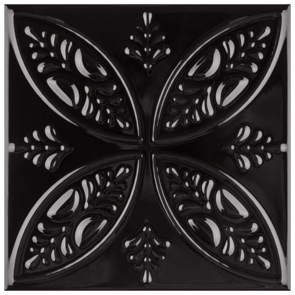 Merola Tile Trend Black 8 in. x 8 in. Ceramic Wall Tile (9.24 sq. ft./Case)