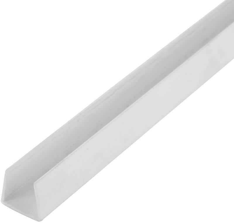 Outwater 1/2 in. D x 1/2 in. W x 36 in. L White Styrene Plastic U-Channel Moulding Fits 1/2 in. Board, (4-Pack)