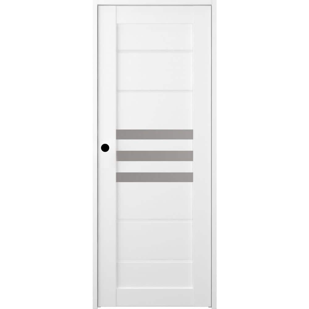 Belldinni Dome 32 in. x 95,25 in. Right-Hand Frosted Glass Bianco Noble Solid Core Wood Composite Single Prehung Interior Door