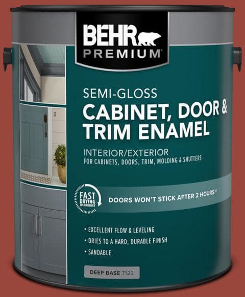 BEHR PREMIUM 1 gal. #S-H-190 Antique Red Semi-Gloss Enamel Interior/Exterior Cabinet, Door & Trim Paint