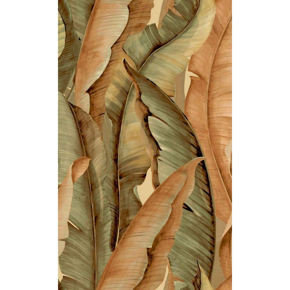 Walls Republic Sage Banana Leaves Tropical Machine Washable 57 sq. ft. Non-Woven Non- Pasted Double Roll Wallpaper