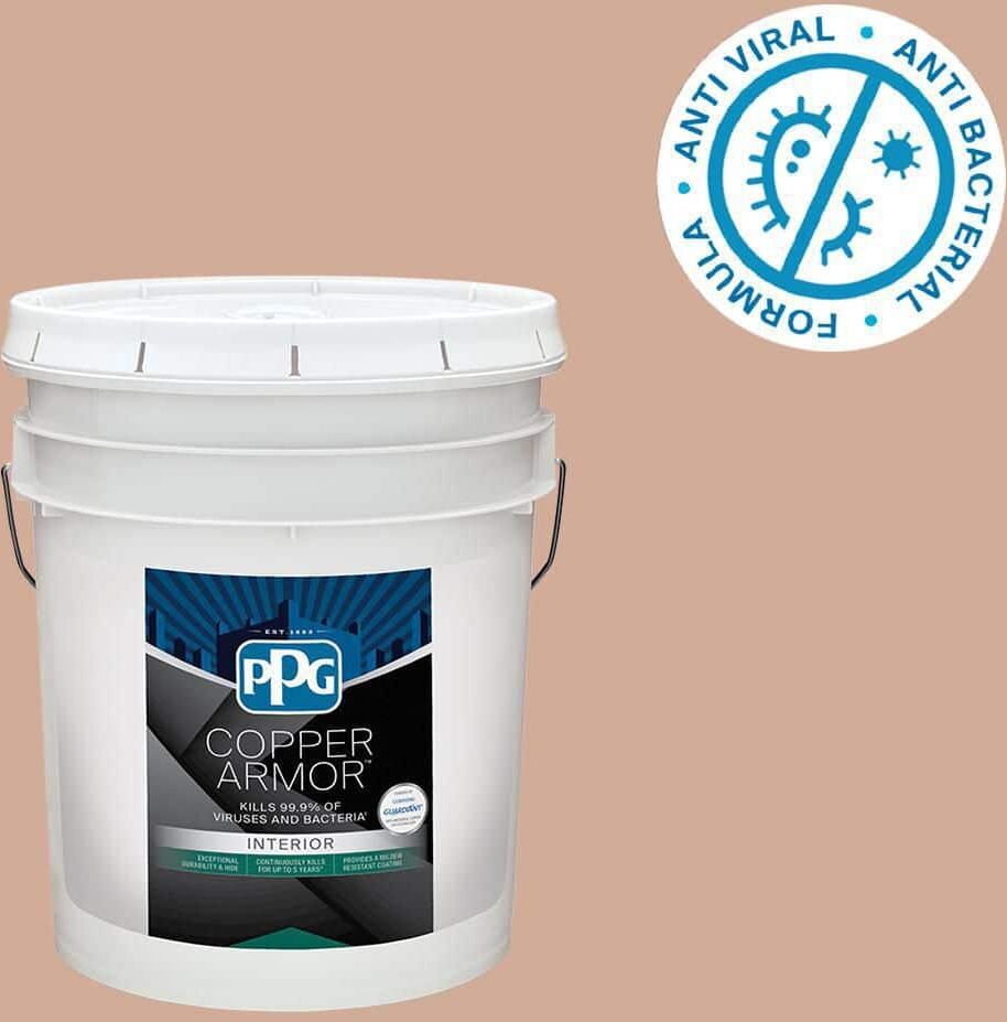 COPPER ARMOR 5 gal. PPG16-01 Sombrero Tan Eggshell Antiviral and Antibacterial Interior Paint with Primer