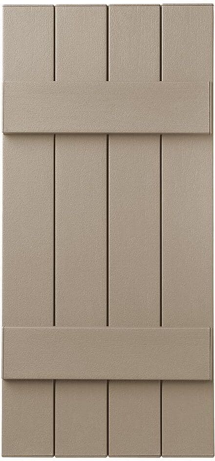 Ply Gem 15 in. x 31 in. Polypropylene (plastic) 4-Board Closed Board and Batten Shutters Pair in Pebblestone Clay