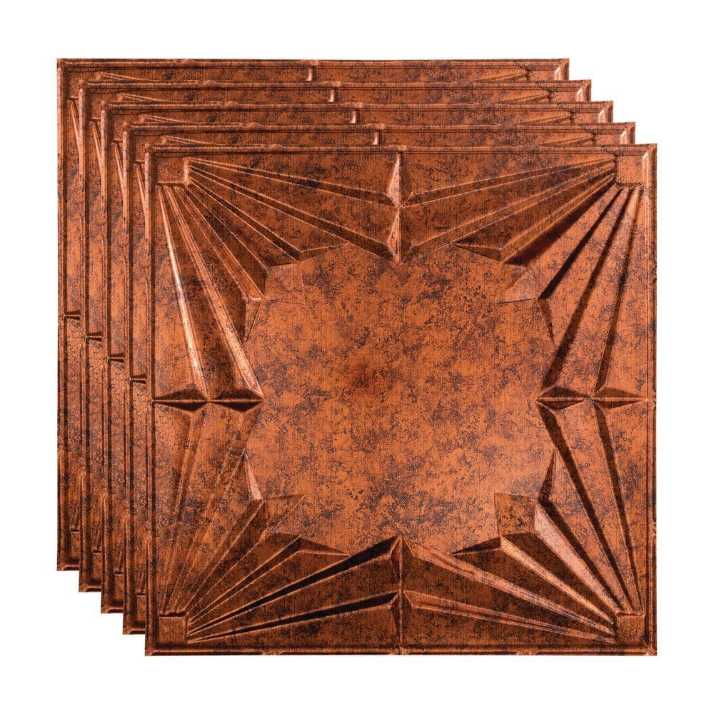 Fasade Art Deco 2 ft. x 2 ft. Moonstone Copper Lay-In Vinyl Ceiling Tile (20 sq. ft.)