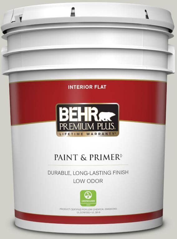 BEHR PREMIUM PLUS 5 gal. Home Decorators Collection #HDC-NT-17G Polar Fox Flat Low Odor Interior Paint & Primer