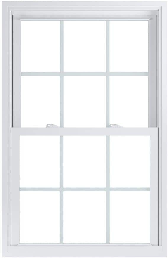 American Craftsman 31.75 in. x 49.25 in. 70 Pro Series Low-E Argon Glass Double Hung White Vinyl Replacement Window with Grids, Screen Incl