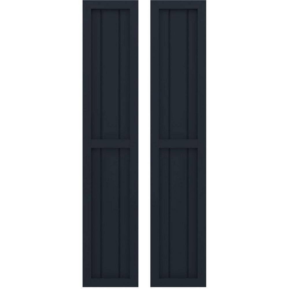 Ekena Millwork 10-1/2 in. W x 47 in. H Americraft 3-Board Real Wood 2 Equal Panel Framed Board and Batten Shutters Starless Night Blue