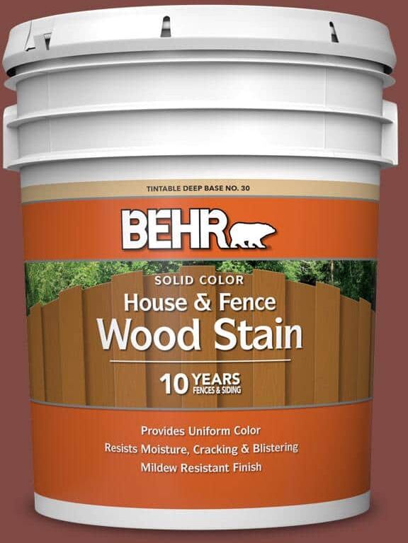 BEHR 5 gal. #SC-112 Barn Red Solid Color House and Fence Exterior Wood Stain