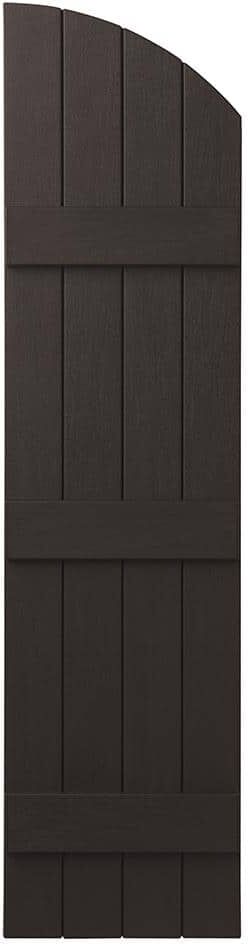 Ply Gem 15 in. x 61 in. Polypropylene Plastic Arch Top Closed Board and Batten Shutters Pair in Brown