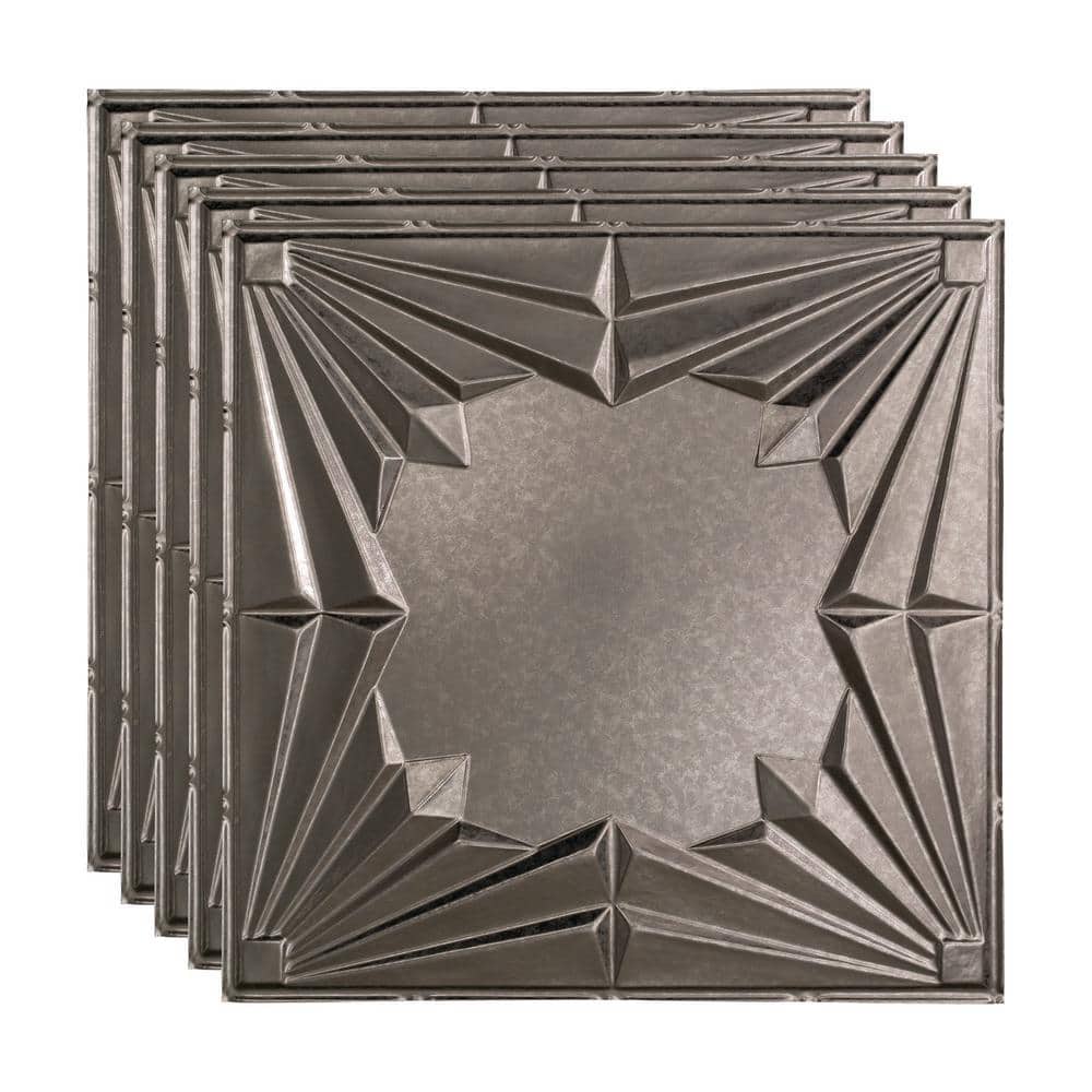 Fasade Art Deco 2 ft. x 2 ft. Galvanized Steel Lay-In Vinyl Ceiling Tile (20 sq. ft.)
