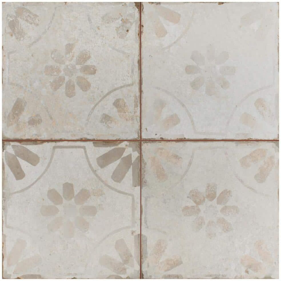 Merola Tile Kings Blume White 17-5/8 in. x 17-5/8 in. Ceramic Floor and Wall Tile (10.95 sq. ft./Case)