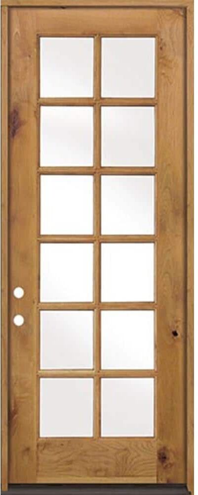 Krosswood Doors 32 in. x 96 in. Classic French Alder 12-Lite Clear Low-E Glass Right-Hand Unfinished Wood Exterior Prehung Front Door