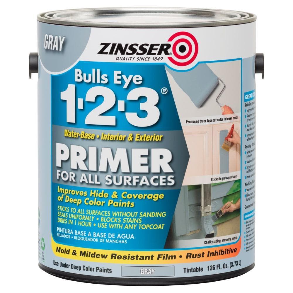 Zinsser Bulls Eye 1-2-3 126 oz. Gray Water-Based Interior/Exterior Primer and Sealer