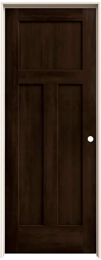 JELD-WEN 32 in. x 80 in. Craftsman Espresso Stain Left-Hand Solid Core Molded Composite MDF Single Prehung Interior Door