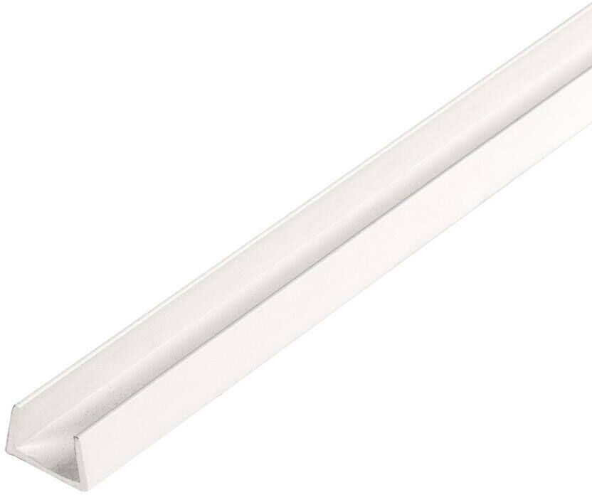 Outwater 1/4 in. D x 3/8 in. W x 72 in. L White UV Stabilized Rigid PVC Plastic U-Channel Moulding Fits 3/8 in. Board (18-Pack)