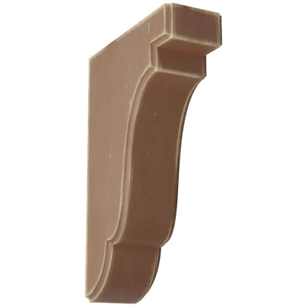 Ekena Millwork 1-3/4 in. x 7-1/2 in. x 5 in. Weathered Brown Bedford Wood Vintage Decor Bracket