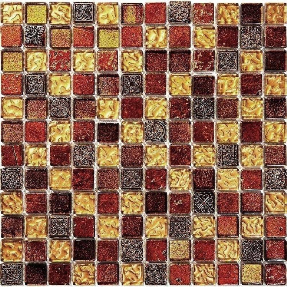 Apollo Tile Gold and Beige 11.7 in. x 11.7 in. Square Polished Glass and Stone Mosaic Tile (4.75 sq. ft./Case)