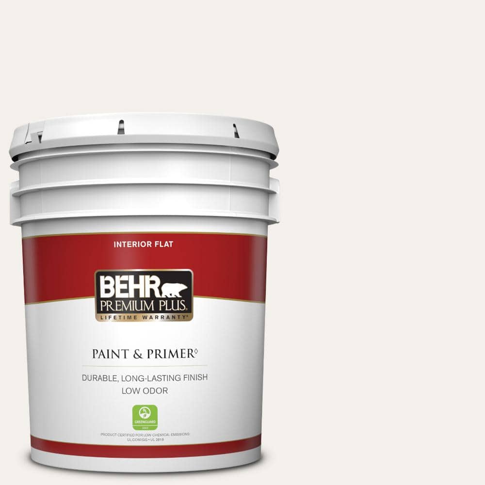 BEHR PREMIUM PLUS 5 gal. Home Decorators Collection #HDC-MD-06 Nano White Flat Low Odor Interior Paint & Primer