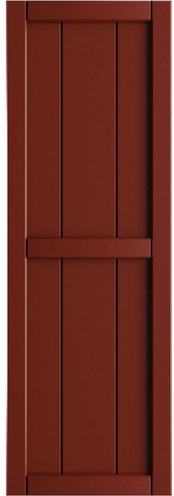 Ekena Millwork 10-3/4 in. x 47 in. True Fit PVC Two Board Framed Board and Batten Shutters Pair in Pepper Red