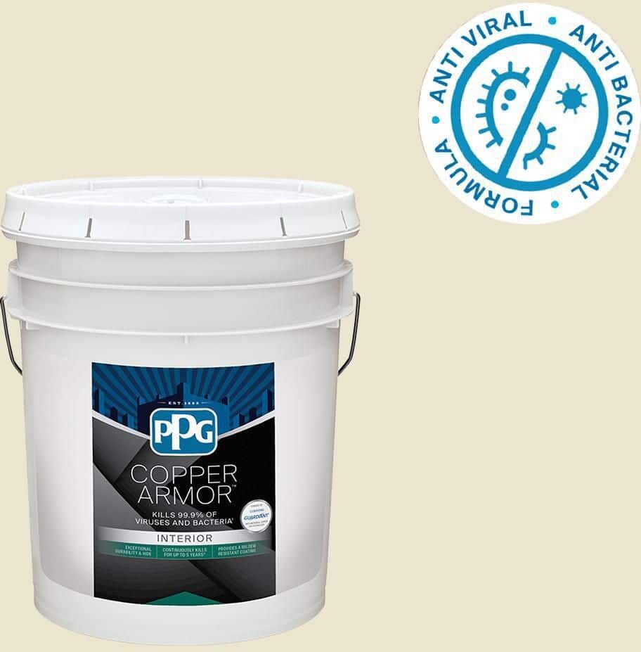 COPPER ARMOR 5 gal. PPG1104-2 Abbey White Semi-Gloss Interior Paint