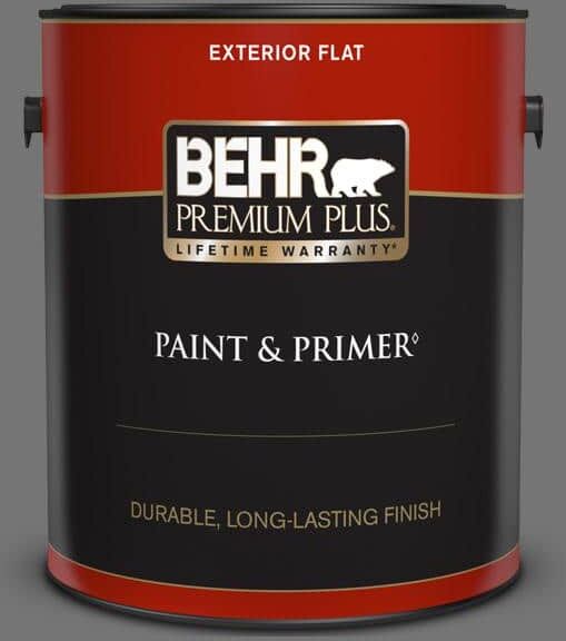 BEHR PREMIUM PLUS 1 gal. #N520-5 Iron Mountain Flat Exterior Paint & Primer