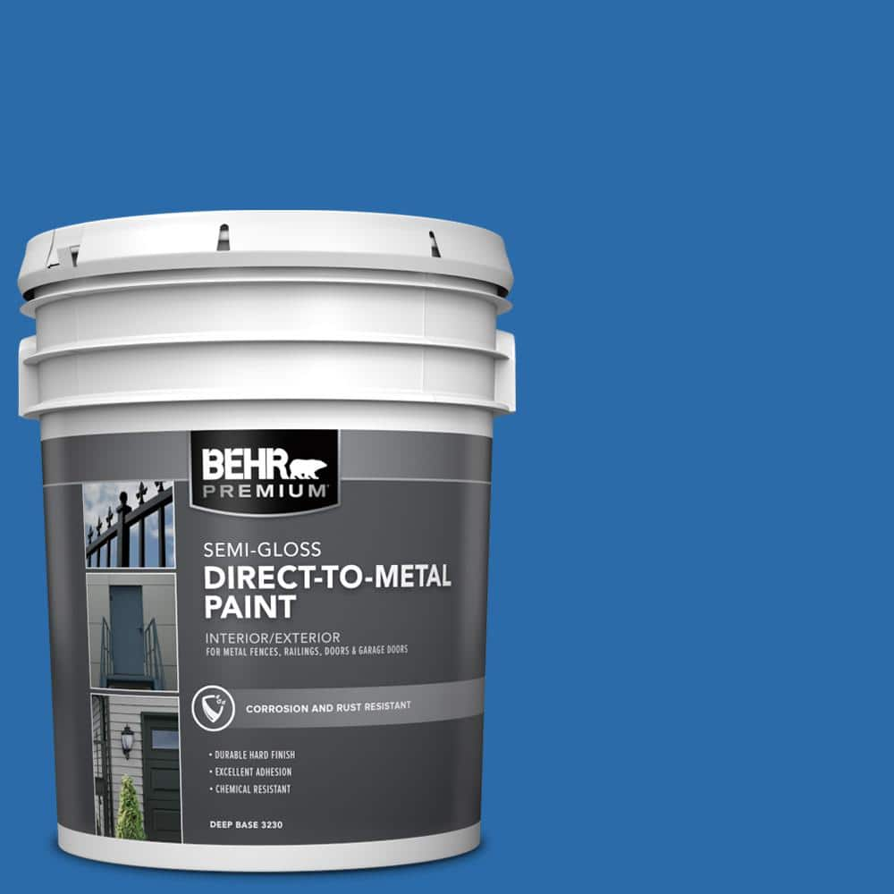 BEHR PREMIUM 5 gal. #MQ4-24 Electric Blue Semi-Gloss Direct to Metal Interior/Exterior Paint