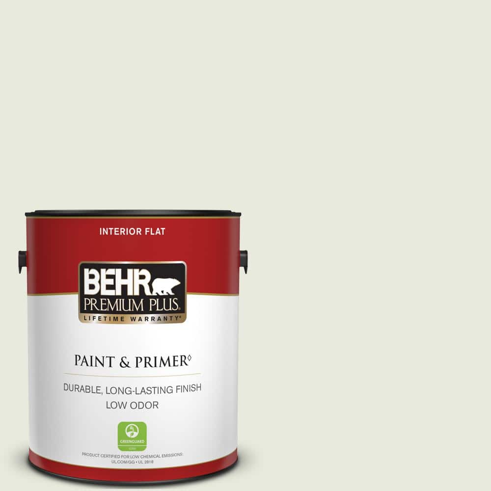 BEHR PREMIUM PLUS 1 gal. #GR-W07 Angel Feather Flat Low Odor Interior Paint & Primer