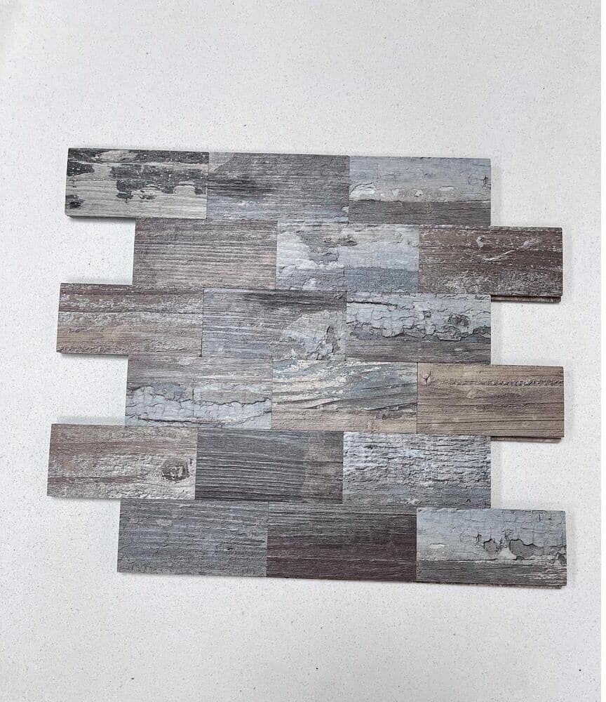 Art3d Wood Look Dark Grey Tones 13.5 in. x 11.4 in. PVC Peel and Stick Tile for Bathroom, Kitchen, Fireplace (10 sq. ft./box)