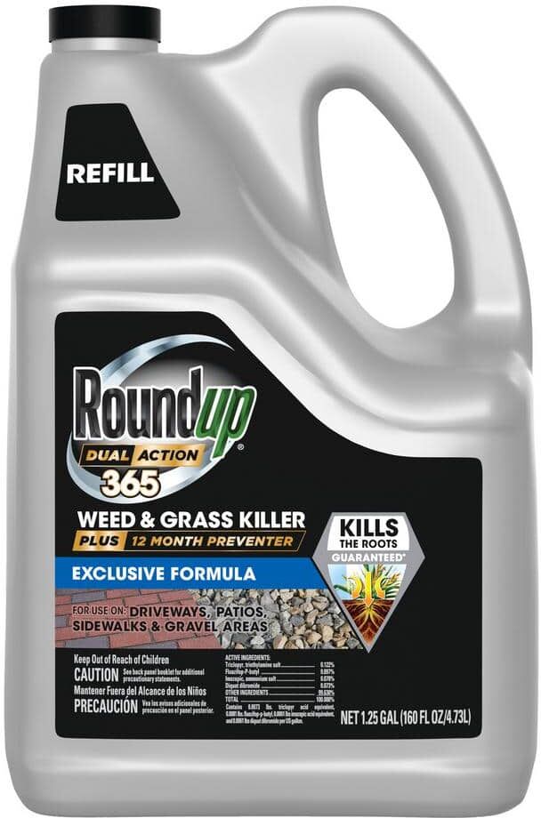 Roundup 1.25 Gal. Dual Action 365 Weed and Grass Killer Plus 12-Month Preventer Refill, Kills and Prevents for up to 1-Year