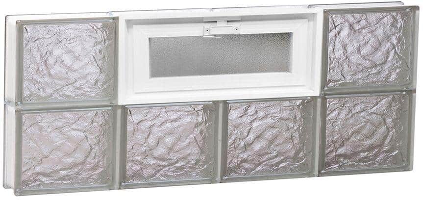 Clearly Secure 31 in. x 11.5 in. x 3.125 in. Frameless Vented Ice Pattern Glass Block Window