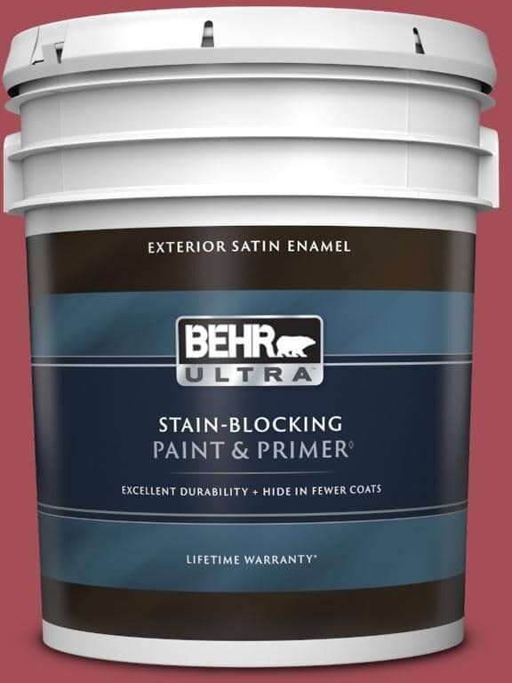 BEHR ULTRA 5 gal. Home Decorators Collection #HDC-FL15-02 Cranberry Jam Satin Enamel Exterior Paint & Primer