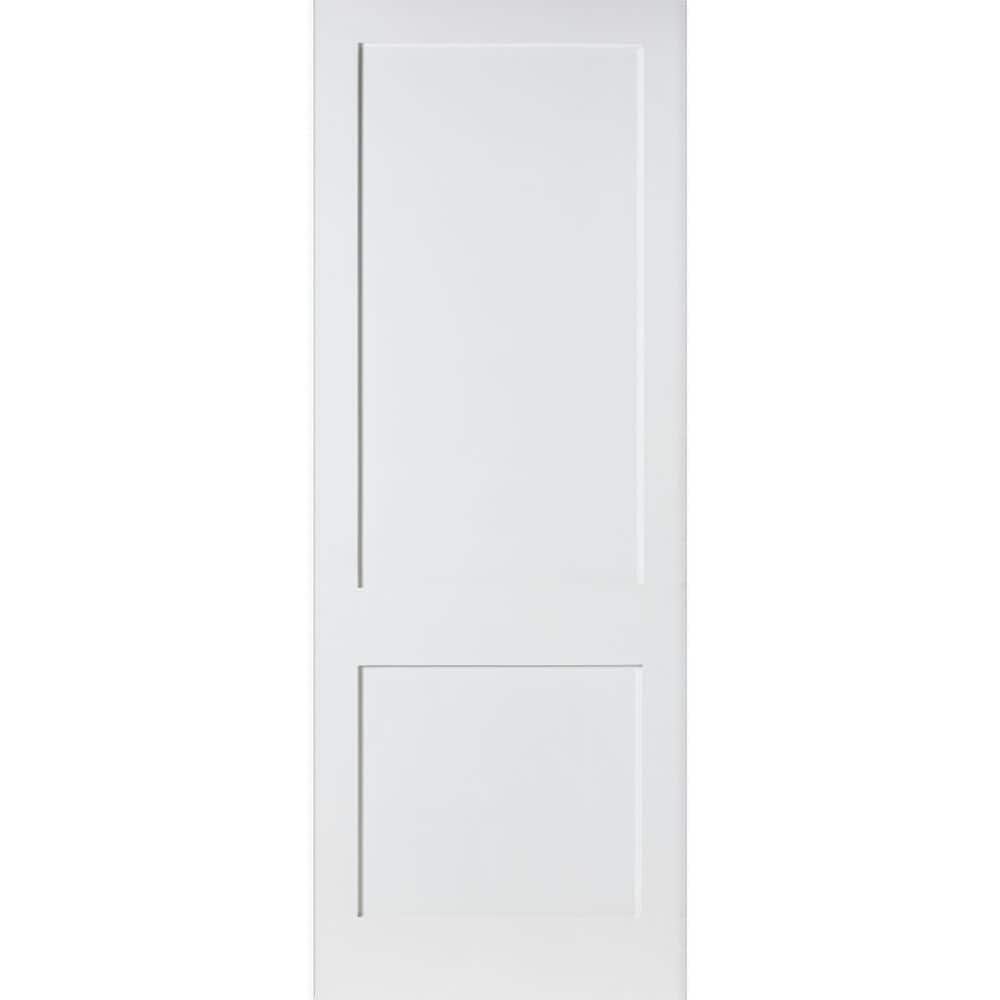 Krosswood Doors 28 in. x 96 in. Craftsman Shaker 2-Panel Primed Solid Core MDF Interior Door Slab