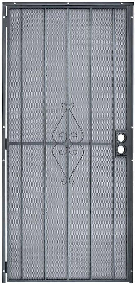 Grisham 32 in. x 80 in. 808 Series Protector Black Surface Mount Steel Security Door with Expanded Steel Screen